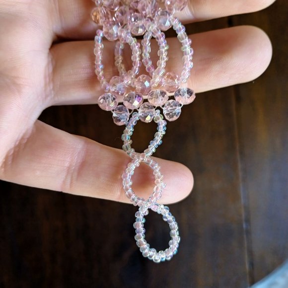 1" Wide Handmade Beaded Soft Pink Bracelet - Picture 6 of 8